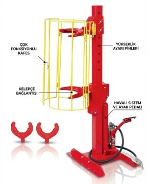 1 Ton Havalı Helezon Yay Çektirmesi (Kafesli) Ay Ağızlı