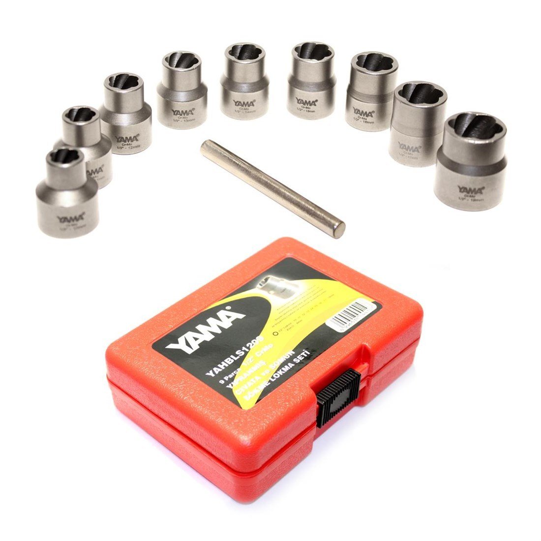 ゆーやん　サムライパーツセット Yama Yıpranmış Cıvata ve Somun Sökme Lokma Seti 1/2'' 9 Parça